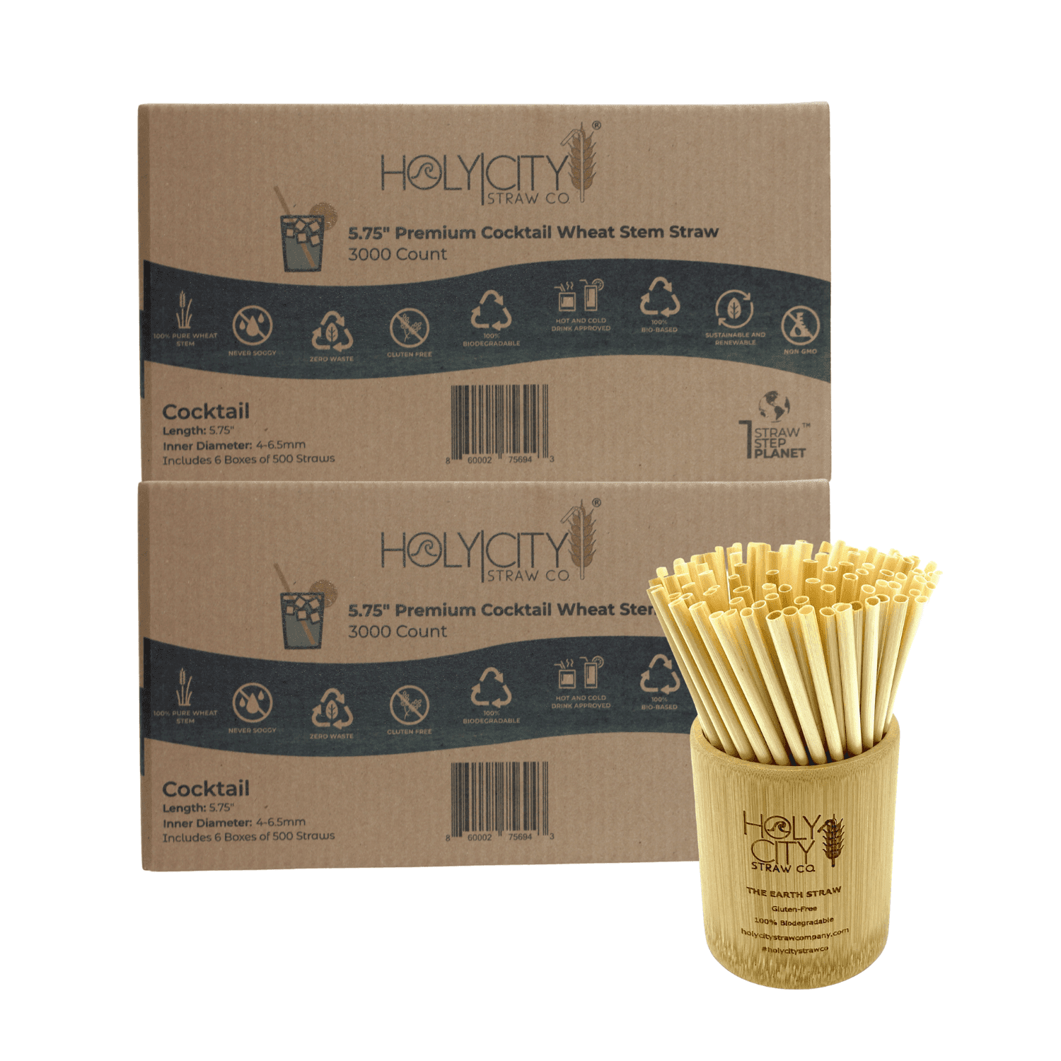 5.75" Cocktail Wheat Straws by Holy City Straw Company