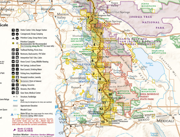 National Geographic Pacific Coast Trail: San Jacinto and Laguna Mountains Map