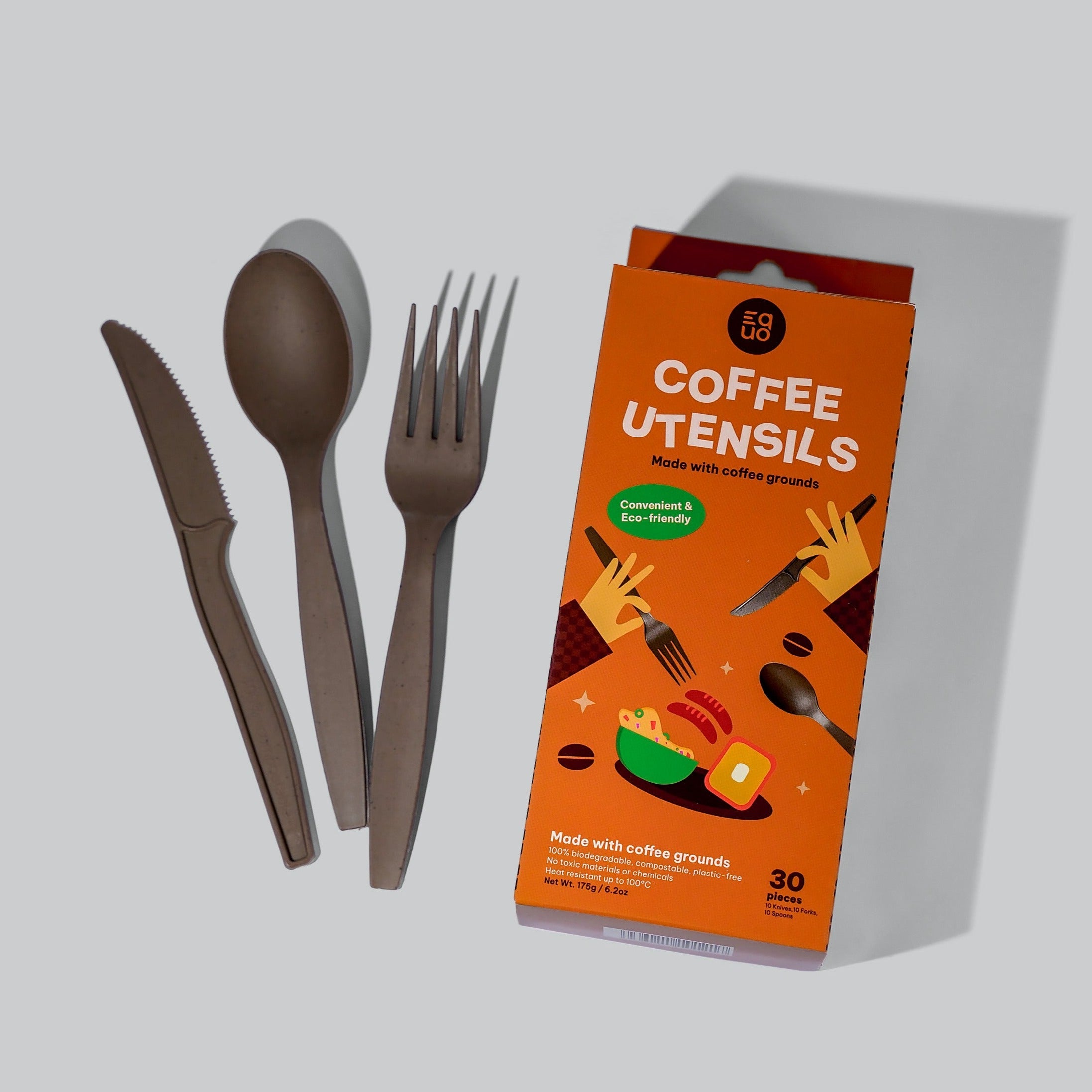 Coffee Utensils (Knives, Spoons, Forks) - Pack Of 30 (10 each) by EQUO