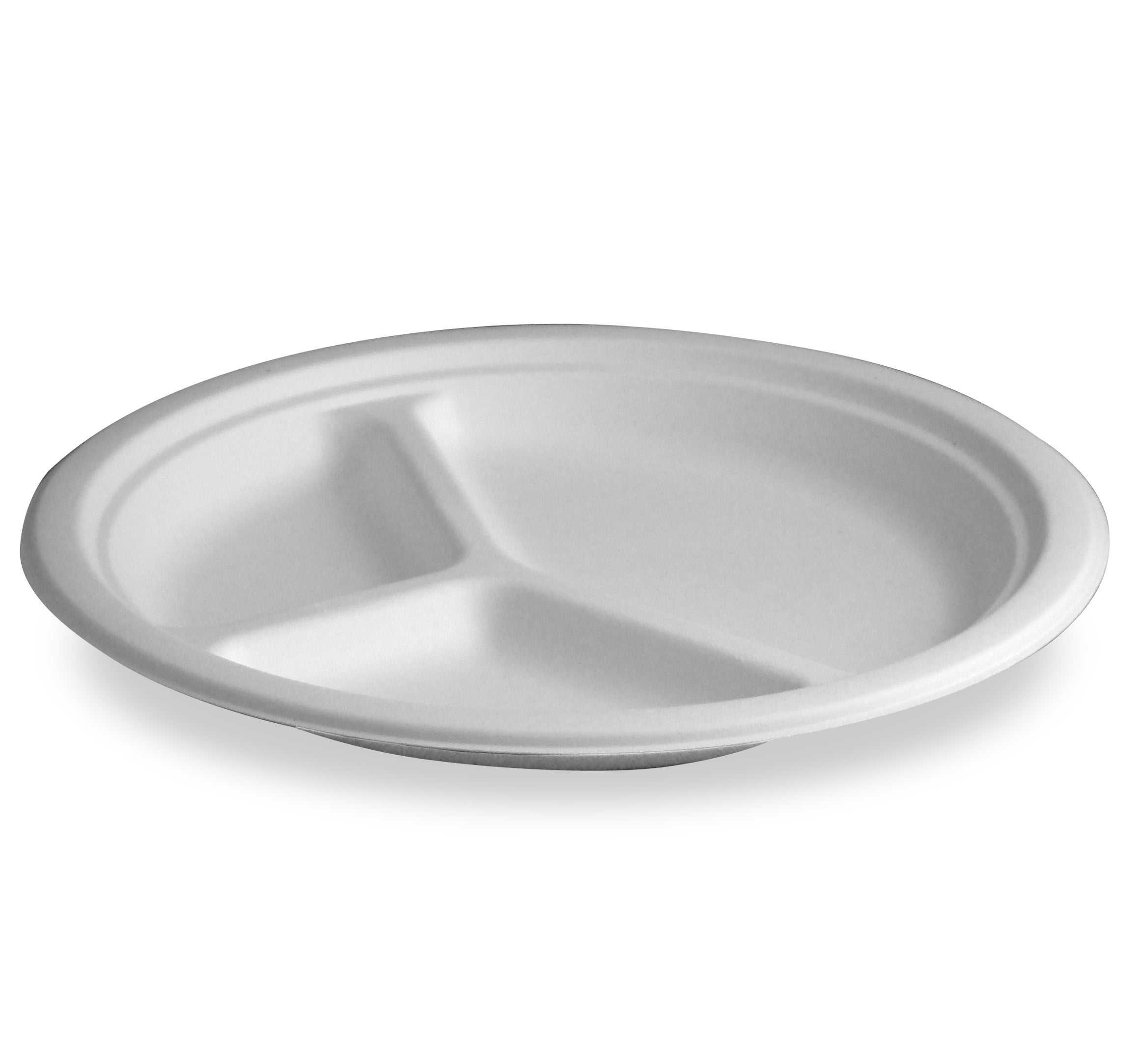 10” Round 3-Compartment Fiber Plate, 500-Count Case by TheLotusGroup - Good For The Earth, Good For Us