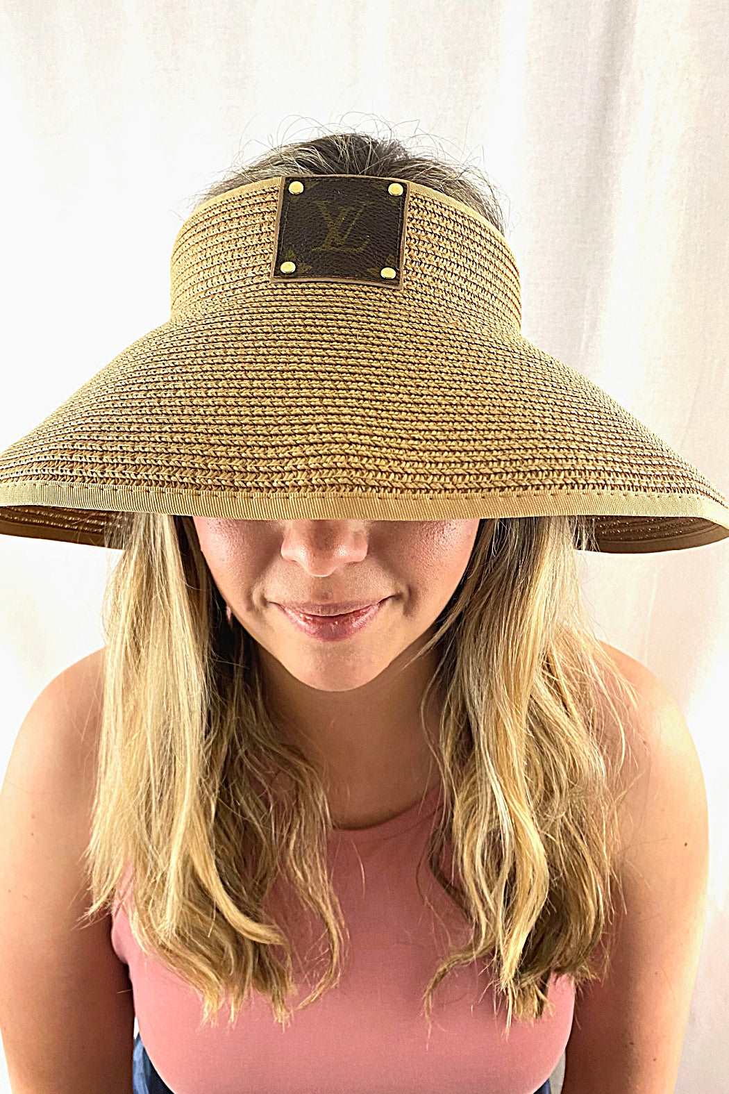 Up-cycled LV Rollable Packable Straw Visor by Embellish Your Life
