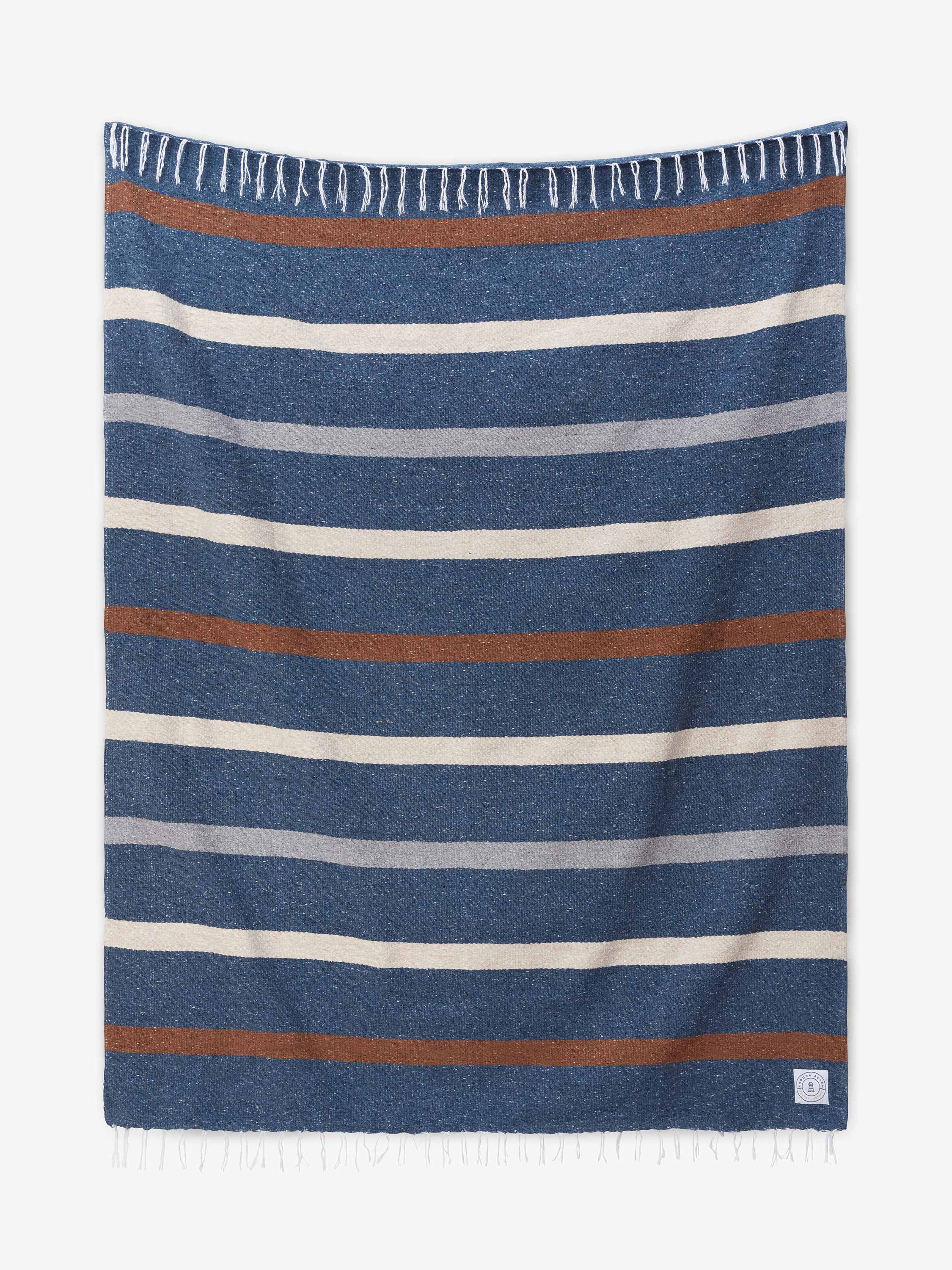 Slate Blue Riviera Mexican Blanket by Laguna Beach Textile Company