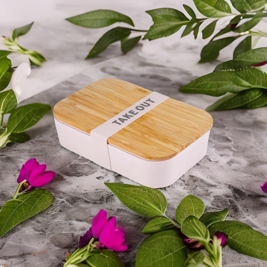 Take Out Bamboo Lunch Box in Blush Pink | Eco-Friendly and Sustainable | 7.5" x 5" x 2" by The Bullish Store