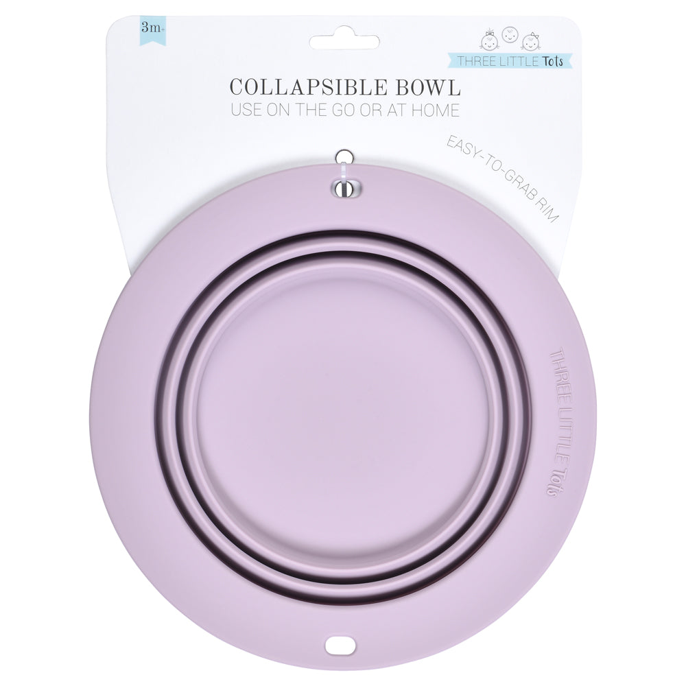 Lilac Collapsible Bowl for Travel or Home by Three Little Tots